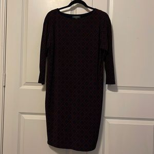 Lauren Ralph Lauren burgundy and black long sleeve dress Size 2